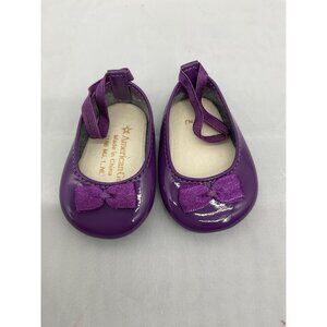 American Girl Purple Doll Shoes With Bow Elastic Strap Patent Finish
